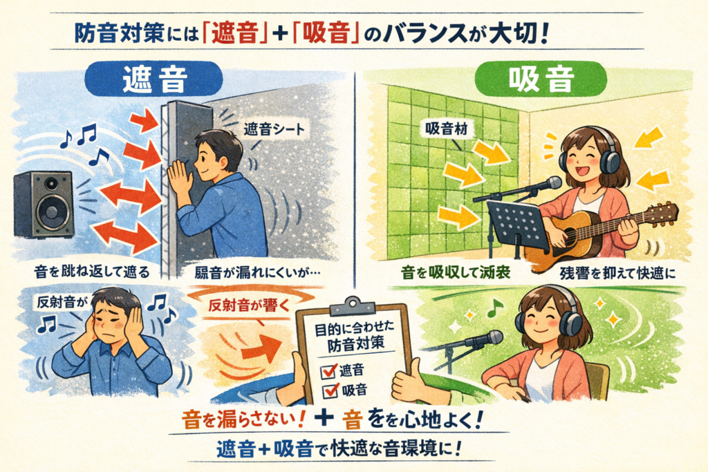 防音対策の基本｜遮音と吸音の違いをわかりやすく解説 - 防音防振ネット！